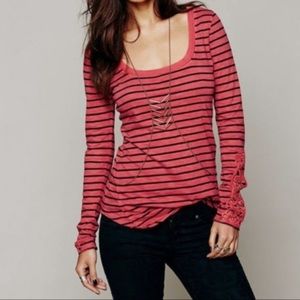 Free People Hard Candy Red Striped tee